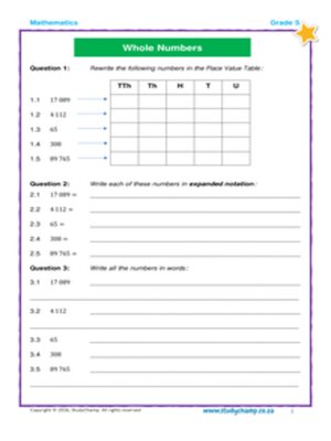 cover image of Grade 5 Maths Workbook: Whole Numbers